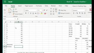 Excel - Skewness and Kurtosis