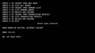 C program of management for a Bookshop Guide