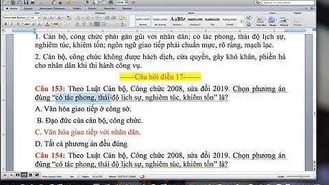 CÂU HỎI TRẮC NGHIỆM LUẬT CÁN BỘ, CÔNG CHỨC 2008; 2019 ĐIỀU 17