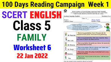 SCERT Class 5 English Week 1 Worksheet 6 | Class 5 Reading Campaign Week 1