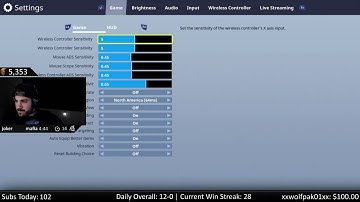 NICKMERCS Fortnite Settings (NICKMERCS Stream)