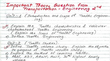 Important Theory Questions from Transportation Engineering 2nd | BE Civil | Prashant YT | TU,PU,KU |