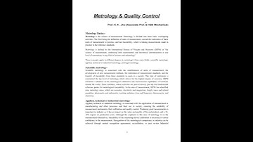 Metrology & Quality Control Notes