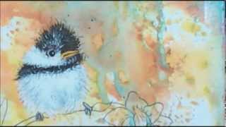 How to paint acrylic birds : mixed media art journal page