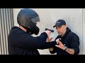 Defense from an attacker with motor bike helmet kravmaga selfdefense nickdrossos