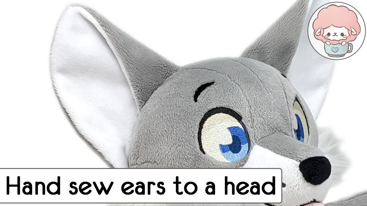 How to make plush: Ladder stitch ears to a stuffed head