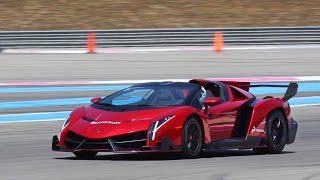 Lamborghini Veneno roadster on the track! Exhaust Sound, Acceleration!