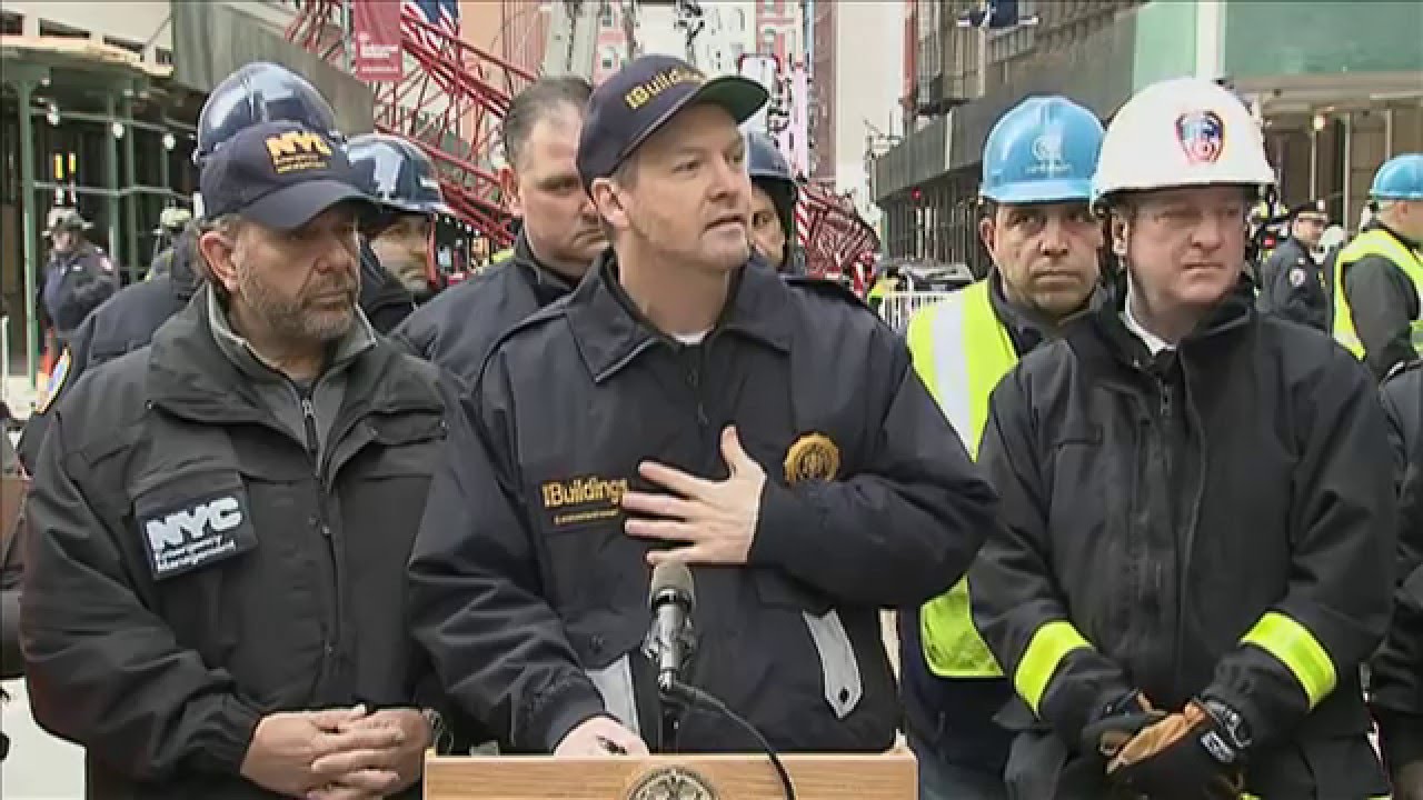 City Officials Delivers Update on Friday's Crane Collapse in Lower Manhattan mayor de blasio children