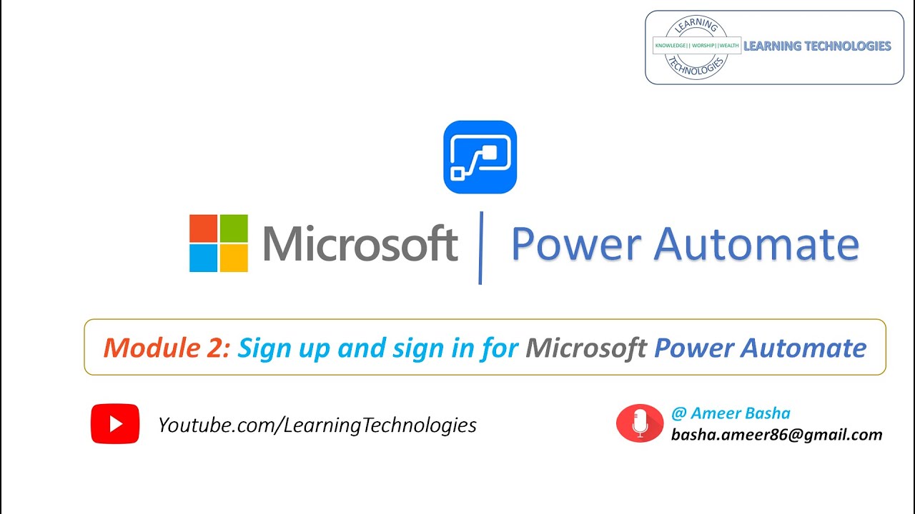 Microsoft Power Automate Tutorials || Module 2 : How to Sign-up & sign ...