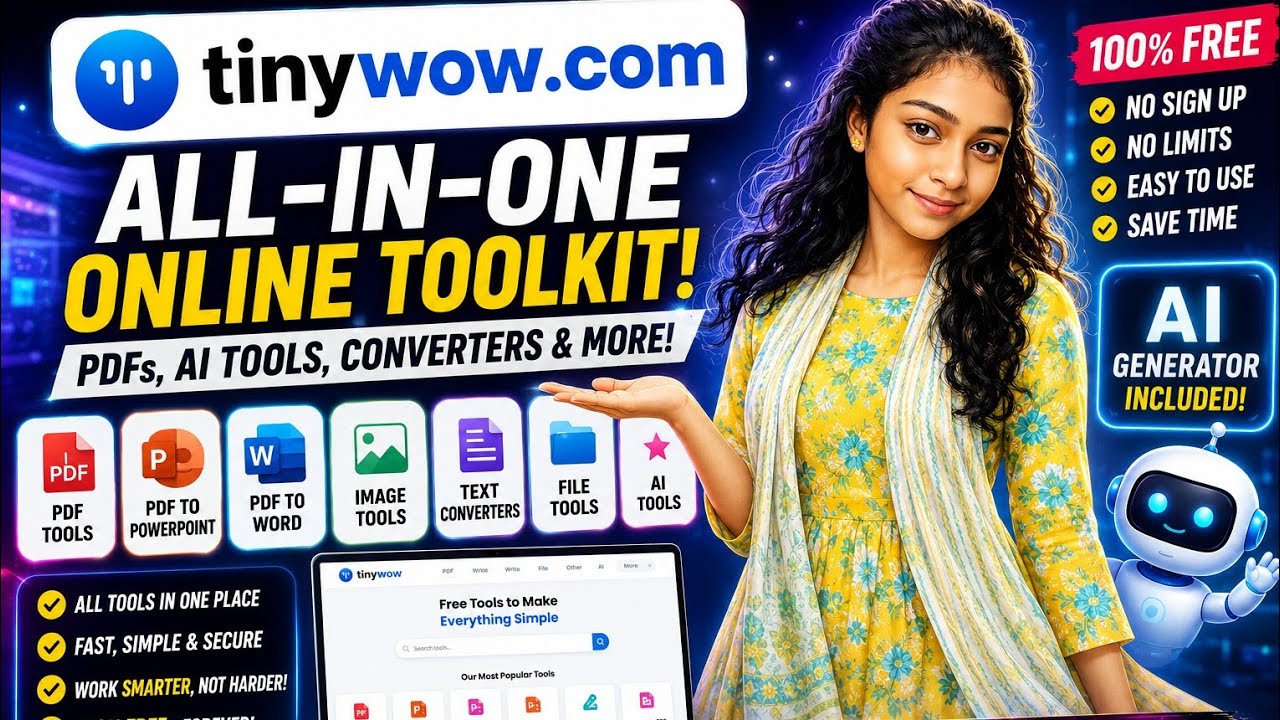 🔥 100+ FREE AI & PDF Tools in ONE Website! 😱 | TinyWow.com Full Demo #FreeAITools #AIWebsite