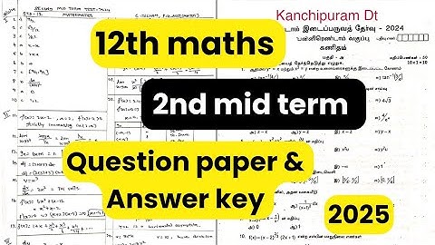 12th Maths 2nd mid term question paper answer key 2025 Tamil medium 