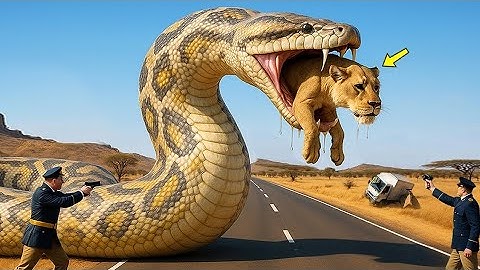 Brave Heroes Save Careless Mother Lion from Giant Python Attack After a Traffic Accident🐍 