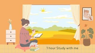 1 hour Study with me | Soft music | Pomodoro (25/5)