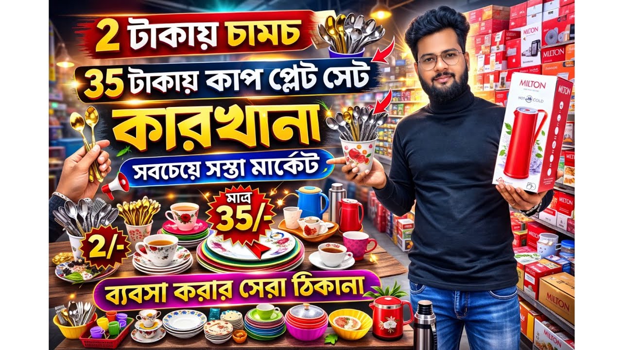 2 টাকায় চামচ 35 টাকায় কাপ প্লেট সেট #news #funny #dinnersets 
