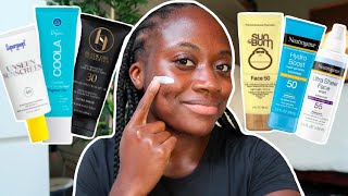 TESTING OUT YOUR FAVORITE SUNSCREENS | NO WHITE CAST | DARK SKIN & OILY GIRL FRIENDLY