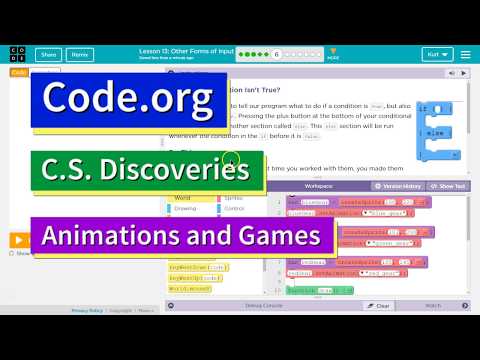 Other Forms of Input - Lesson 13.5 (Lesson 13.6 in 2018) Code.org Tutorial with Answers