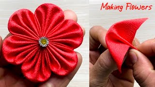 DIY : How to make an adorable fabric flower in just 3 minutes | DIY : Easy Tricks Fabric Flower