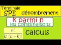 Term sp maths dnombrement  formule combinaison k parmi n cours calculs