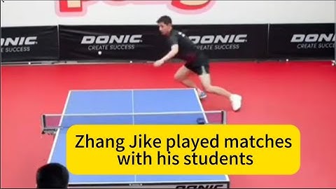 Zhang Jike played matches with his students using only his forehand or backhand.