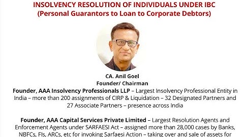 Part  III Webinar on “INSOLVENCY RESOLUTION OF INDIVIDUALS UNDER IBC