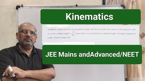 A particle is projected from the ground an angle θ with the horizontal. The velocity of the