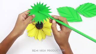 #MakingSunflower #PaperCraft #origami | paper flower sticks diy by SemiHigh Production 337 views 1 year ago 2 minutes, 19 seconds