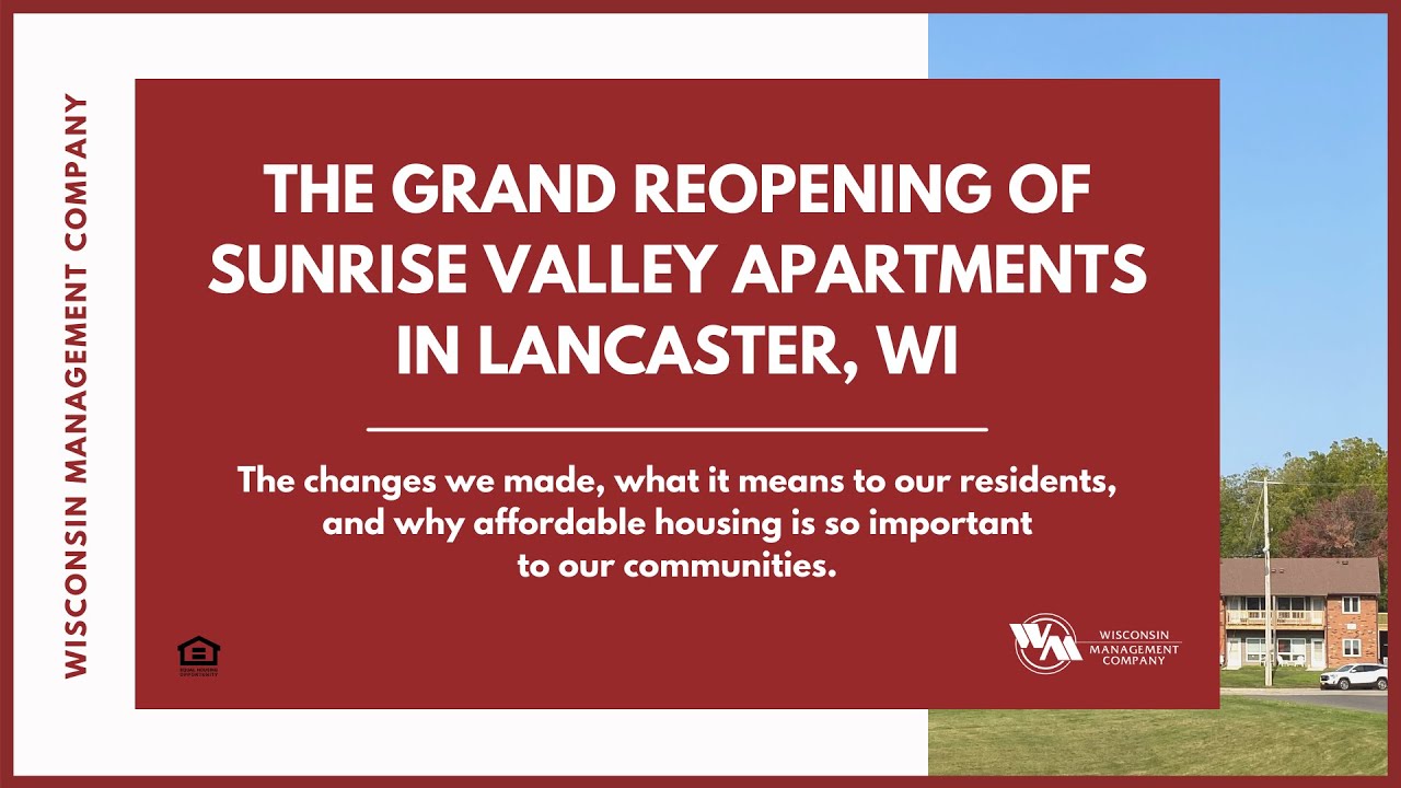 Grand Reopening of Sunrise Valley Apartments in Lancaster, WI YouTube