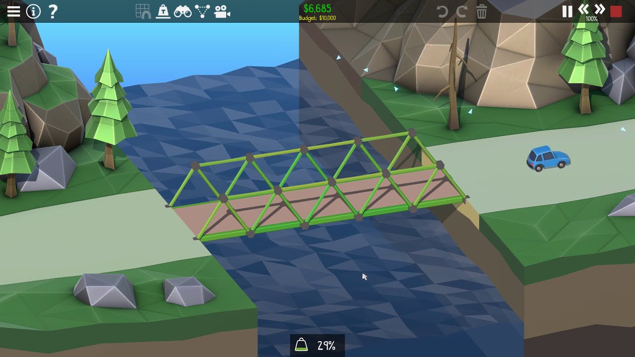 Poly Bridge 2 Pine Mountains 1 10 First Jump Youtube