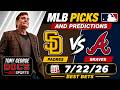 MLB Picks and Predictions - San Diego Padres vs Atlanta Braves, 7/22/26 Free Best Bets & Odds