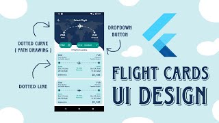 Flutter UI Design | Dotted Curve, Dotted line, Drop-down button | Flight card UI.