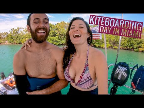 Kitesurfing From a Dinghy in Miami | Sailing Couple Travel Vlog Ep. 14