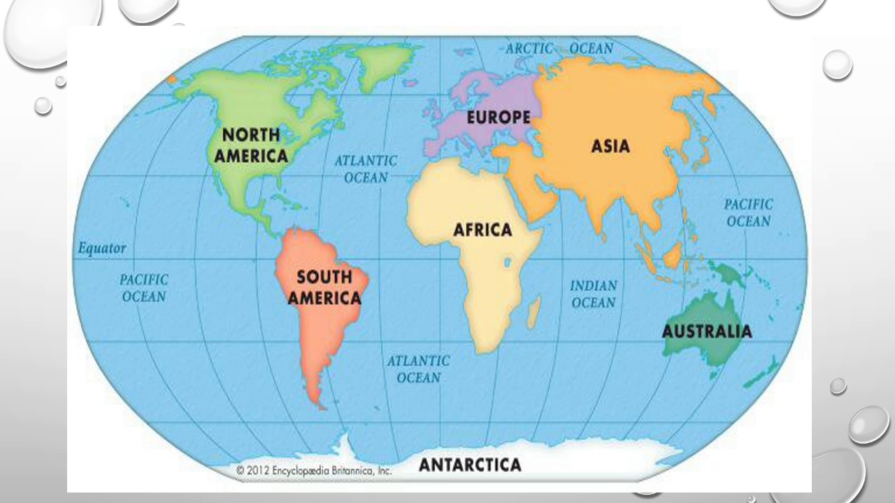 World Physical Map Showing Continents And Oceans