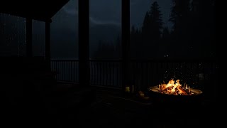 Sleep Better TonightThunderstorm & Fire Sounds For Relax | Cozy Balcony Fireplace Rainfall Ambience