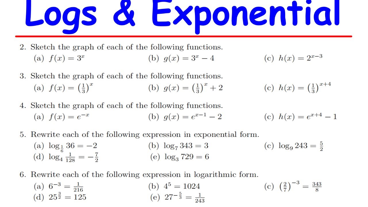 Graphing Logarithmic & Exponentials Functions Tutorial - YouTube