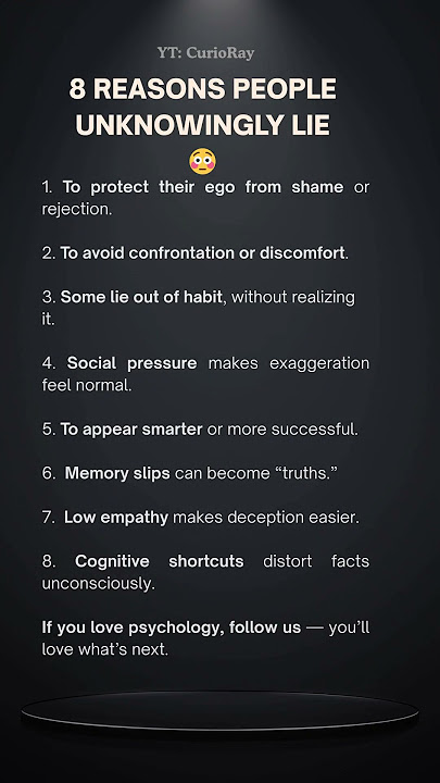 🧠 MIND DECEPTION – 8 Psychological Reasons We Lie Without Realizing 😳