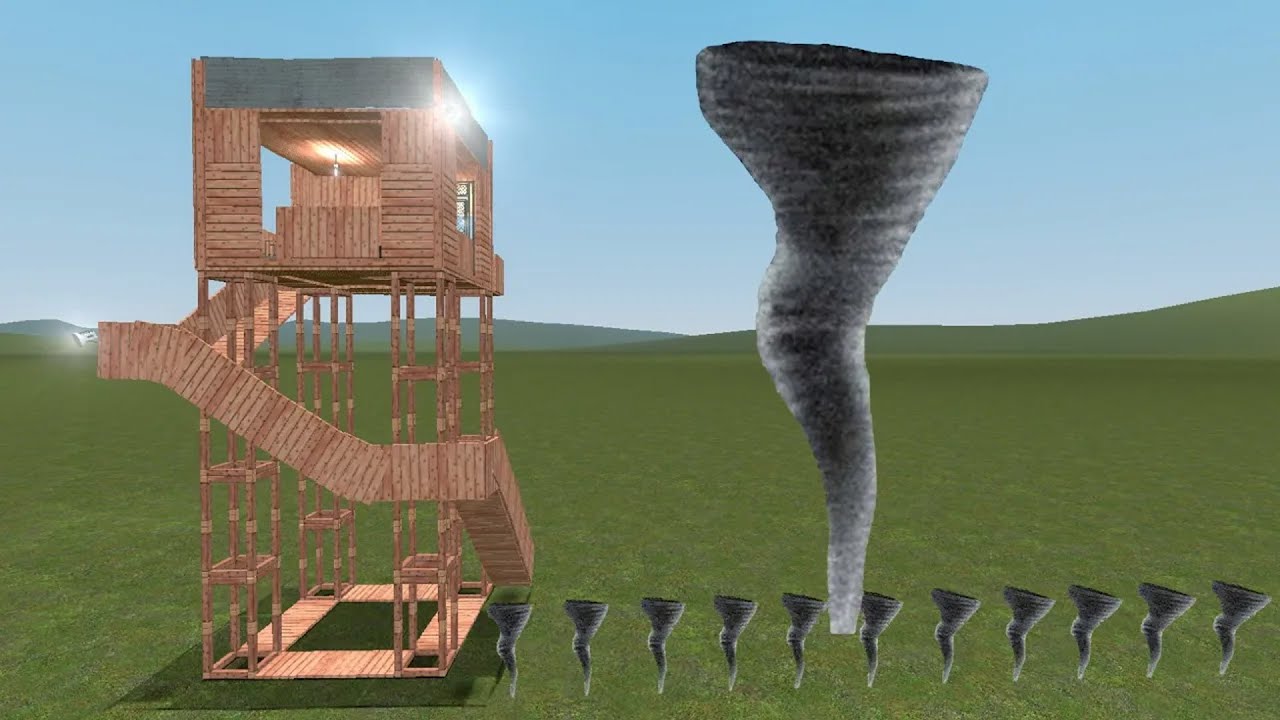 Торнадо против башен в Garry's Mod