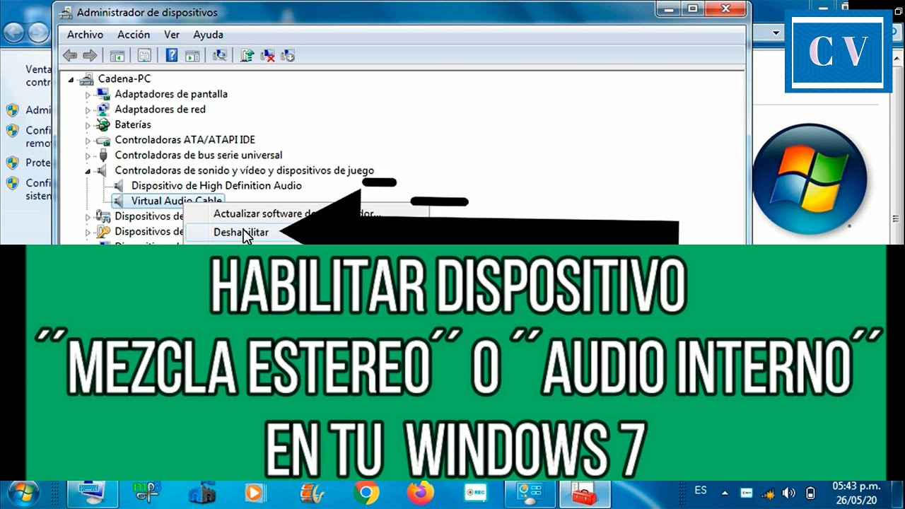 Habilitar Dispositivo Mezcla Estereo O Audio Interno Windows 7 Solucion Youtube 6647