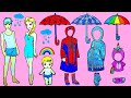 Paper Dolls Family Dress Up - Elsa Mother Daughter Father Costumes Rain Dresses Handmade Quiet Book