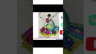 Dandiya dance drawing/traditional girl drawing/dancing girl drawing