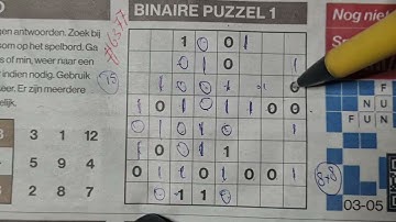 Wednesday. Bonus Extra edition (#6377) Binary01 Sudoku puzzle. 05-03-2023 Extra part 3 of 4