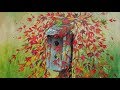 Autumn Leaves on Birdhouse Beginner LIVE Acrylic Painting Tutorial