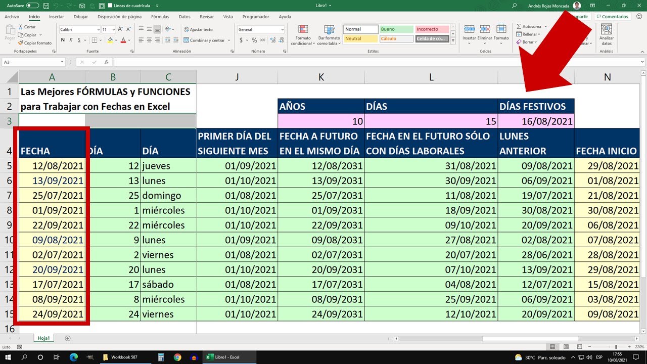 Las Mejores FÓrmulas Y Funciones Para Trabajar Con Fechas En Excel 15