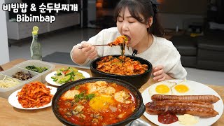 Oyster soft tofu stew and Bibimbap Mukbang🦪Sundubu Jjigae recipe🍲Korean Home Meal