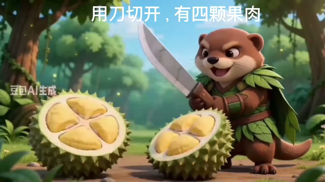Shuita(otters) in Singapore are eating durian today , they are also learning a new word 榴莲liú lián