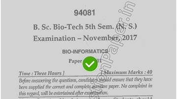 2017 Mdu BSc Biotech 5th Sem Bio Informatics Question Paper