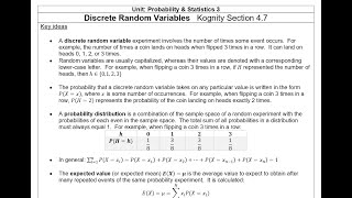 I.B. Mathematics A&I Lesson 4.7 "Discrete Random Variables" Net Worth