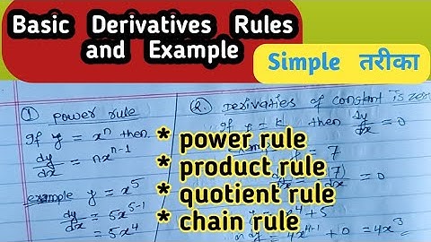 Derivatives ||Basic Rules and Example||Ctevt/Class 11-12 ||power rule/product rule/quotient rule