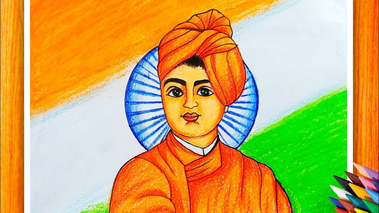 SWAMI VIVEKANANDA - watercolor and pencil portrait .1