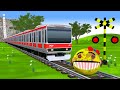 【踏切アニメ】非常に長い列車は危険ですTrain Troll【カンカン】踏切 Fumikiri 3D Railroad Crossing Animation #1