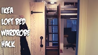 Ikea Hack Loft Bed with Wardrobe Cabinet chalk paint finish Another Hack to my Ikea stora loft bed, for a functional small space apartment like mine (it